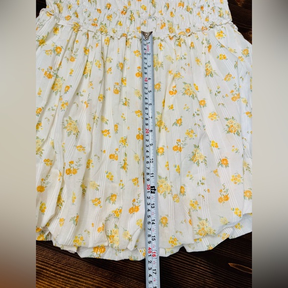 NEW Jessica Simpson White & Yellow Floral Smocked Strapless Bubble Dress XL - Picture 7 of 7